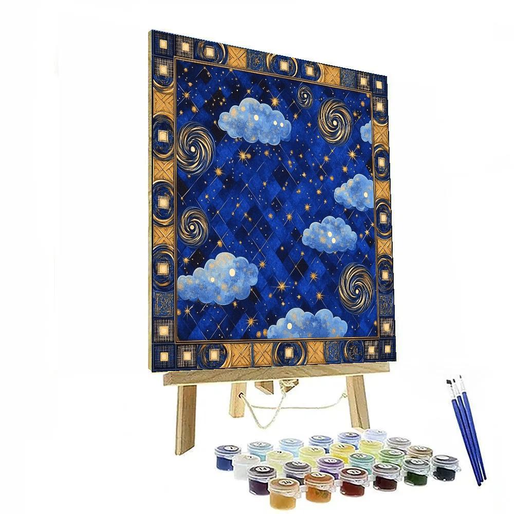 Gustav Klimt Inspired Lapis Night Lattice Sky paint by numbers