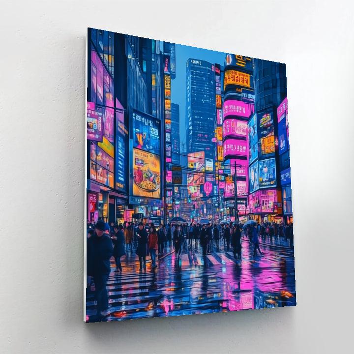 Neon Nights In Gangnam Seoul South Korea paint by number