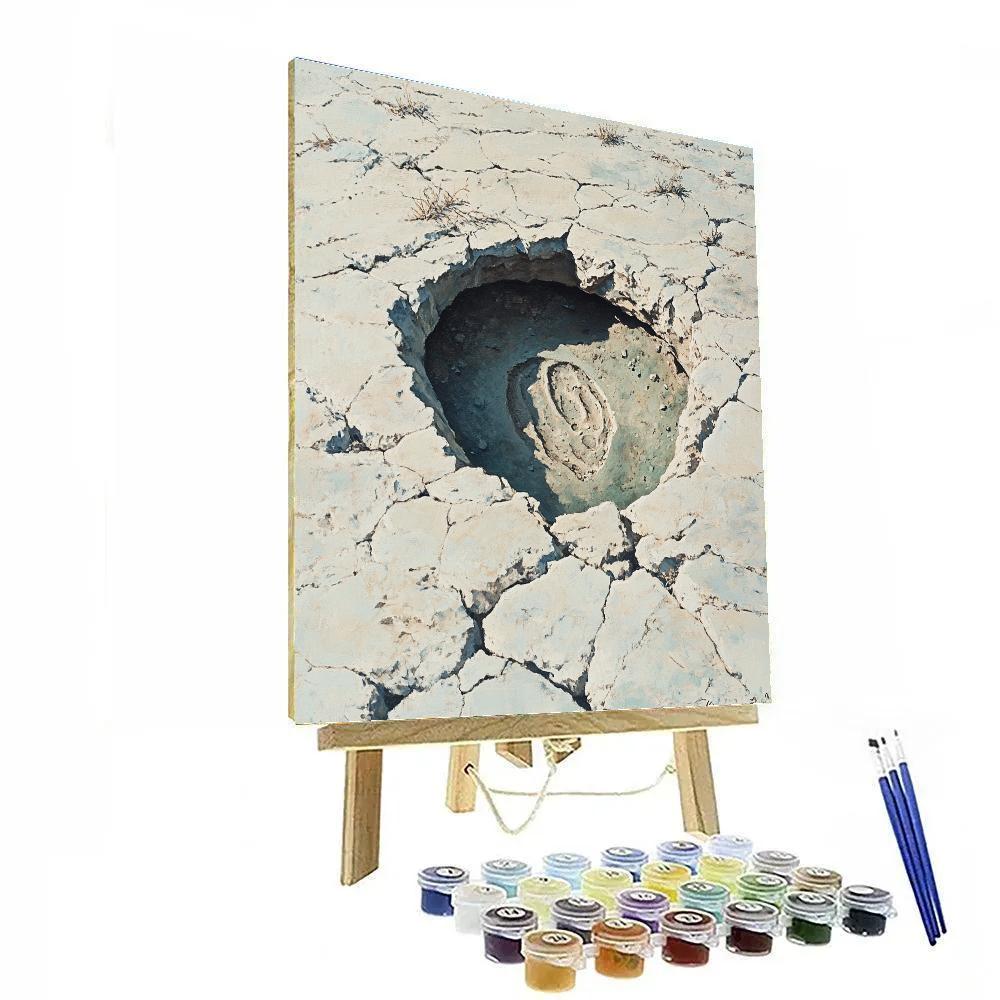 Leonardo Da Vinci Inspired Dinosaur Reimagined As Fossilized Footprint Basin Painting by numbers kit