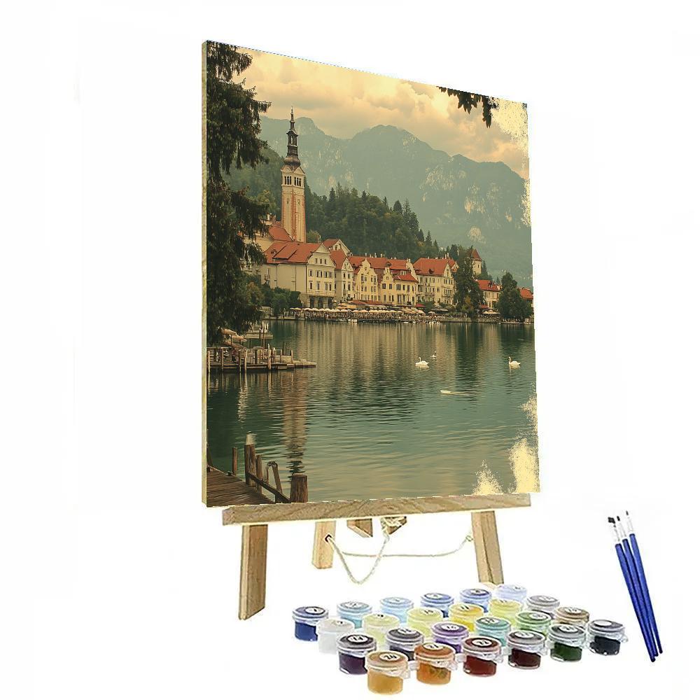 Lakefront Of Bled Town Bled Slovenia paint by color