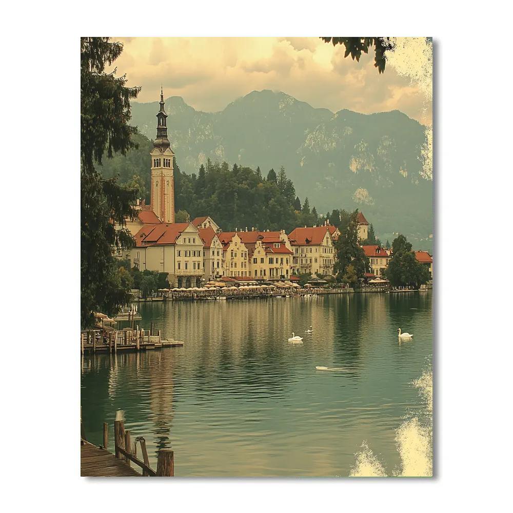 Lakefront Of Bled Town Bled Slovenia paint by color
