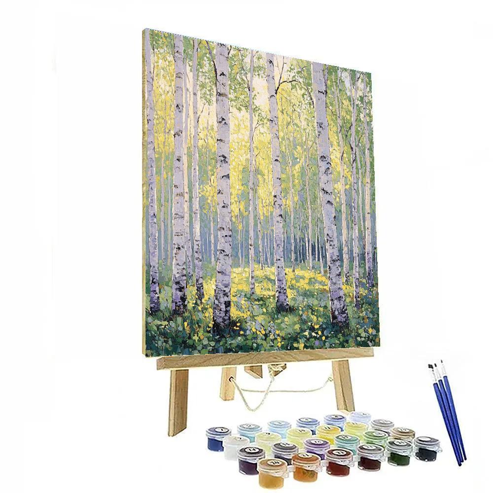 Claude Monet Inspired Birch Grove Spring Light Paint by numbers kits