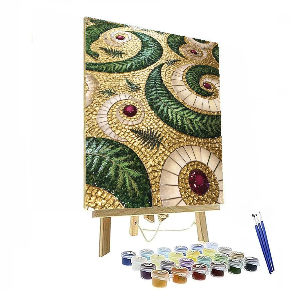 Gustav Klimt Inspired Gilded Moss Mosaic Glen Number painting