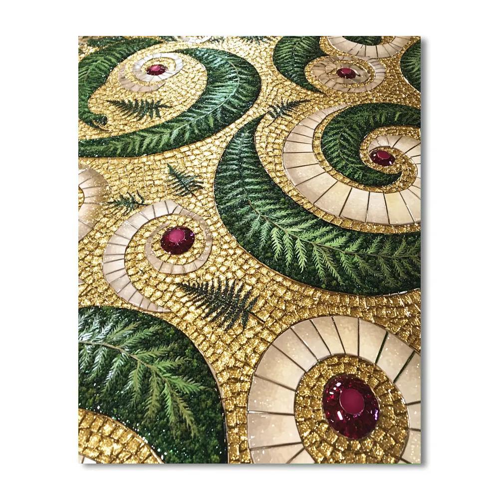 Gustav Klimt Inspired Gilded Moss Mosaic Glen Number painting