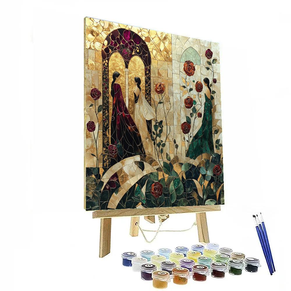 Klimt Inspired Golden Garden Number painting