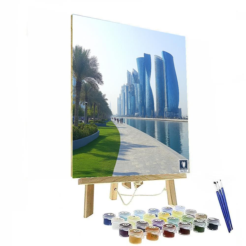Futuristic Skyline Of Doha Corniche Doha Qatar painting number kit