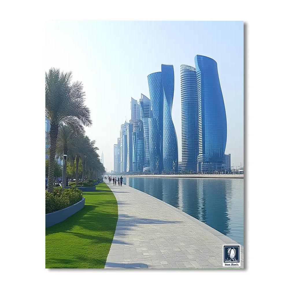 Futuristic Skyline Of Doha Corniche Doha Qatar painting number kit