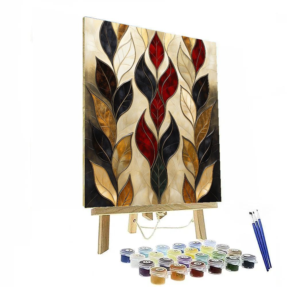 Gustav Klimt Inspired Autumn Gold Leaf Cascade paint by color