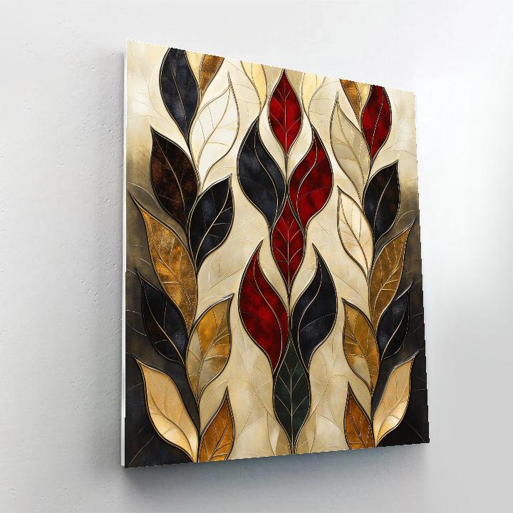 Gustav Klimt Inspired Autumn Gold Leaf Cascade paint by color