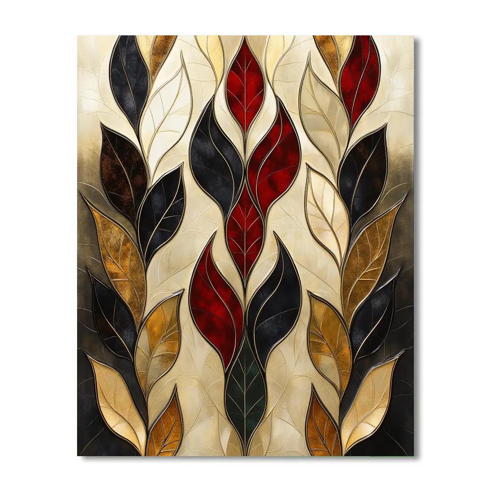 Gustav Klimt Inspired Autumn Gold Leaf Cascade paint by color