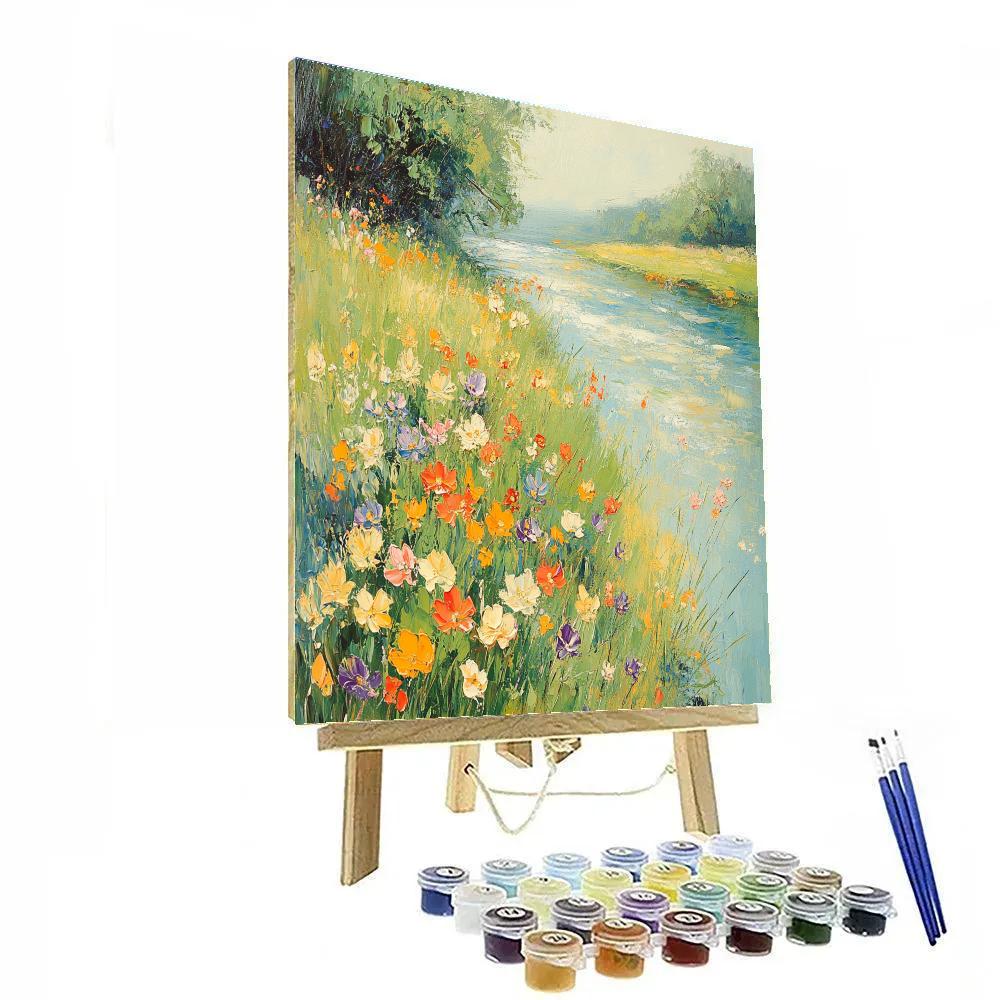 Claude Monet Inspired Riverbank Wildflowers Warm Breeze Numbered painting kits