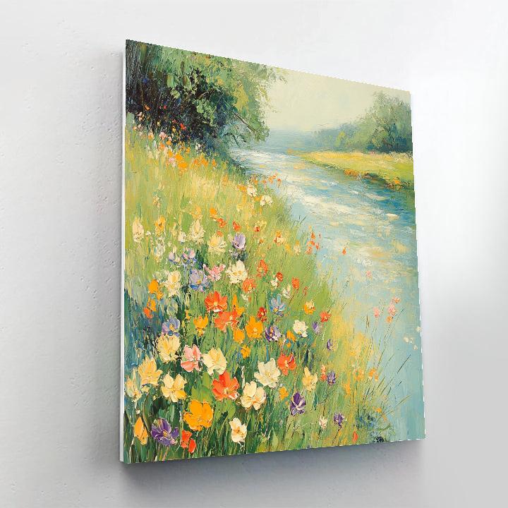 Claude Monet Inspired Riverbank Wildflowers Warm Breeze Numbered painting kits
