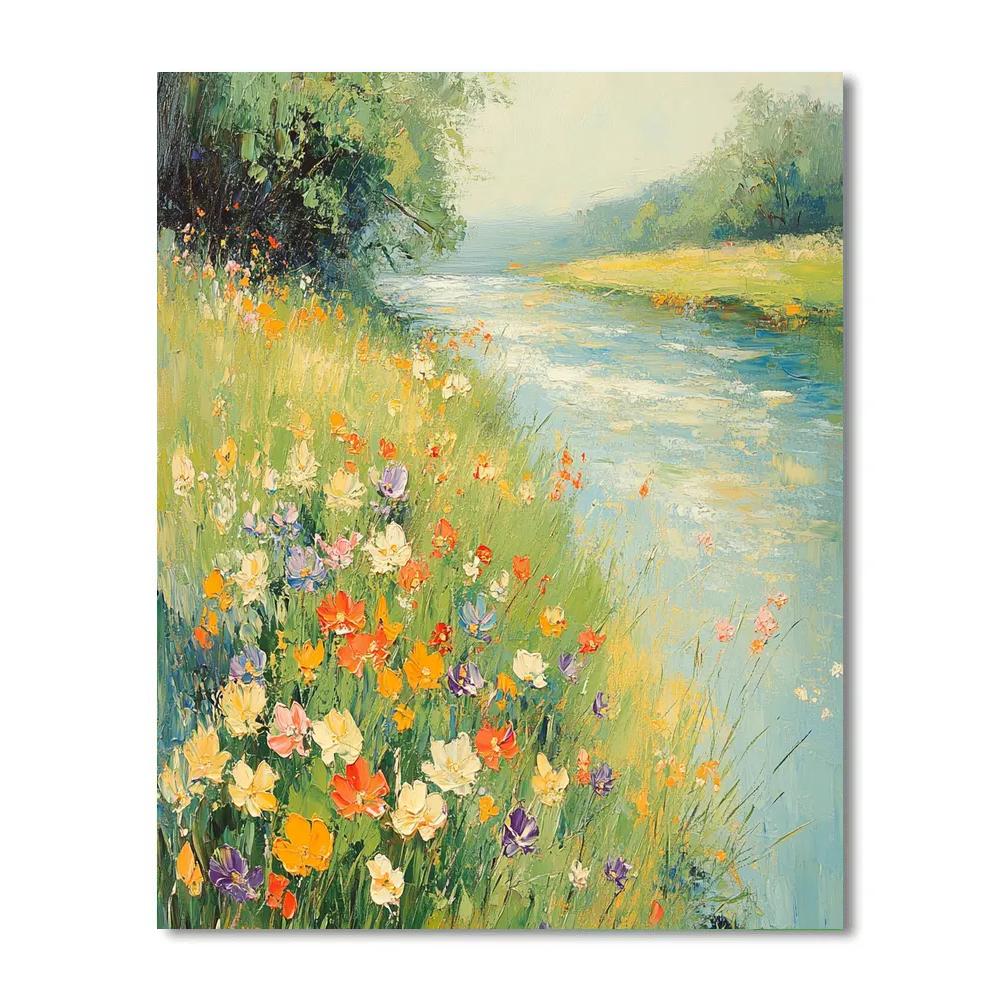 Claude Monet Inspired Riverbank Wildflowers Warm Breeze Numbered painting kits