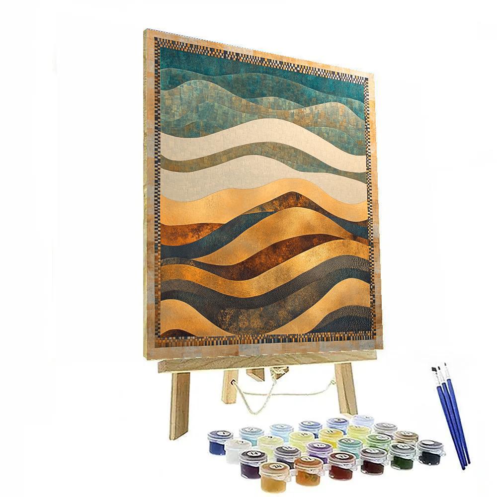 Gustav Klimt Inspired Bronze Dune Pattern Horizon painting number kit