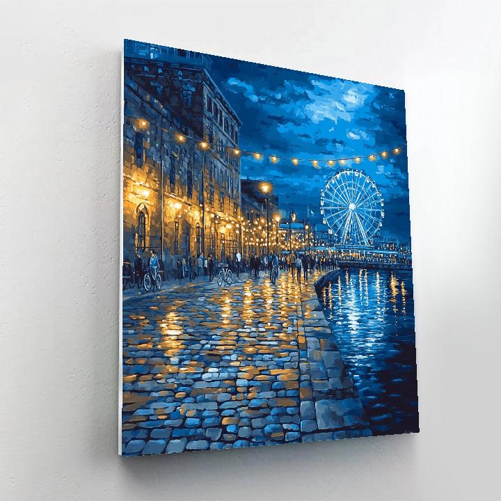 Old Port Of Montreal Night Reflections Montreal Canada paint by number