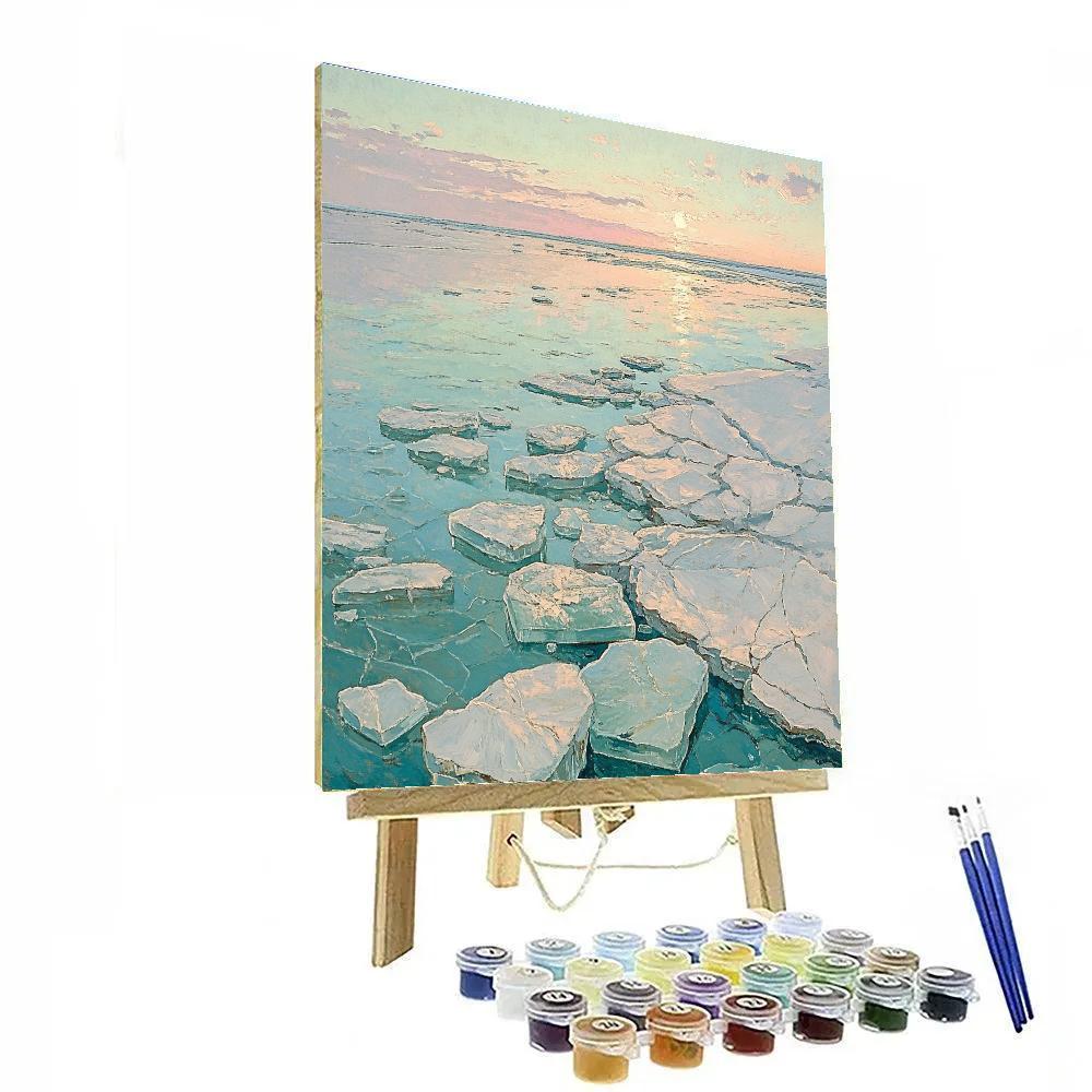 Claude Monet Inspired Lake Ice Thaw Pastel Light painting number kit