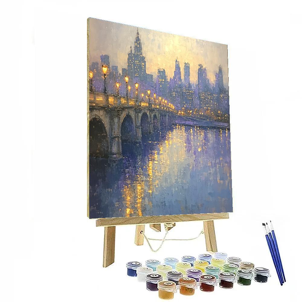 Claude Monet Inspired City Lights Twilight paint by color