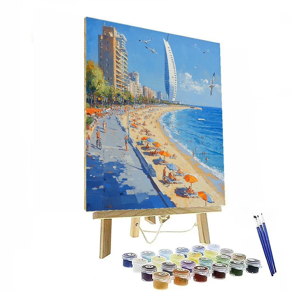 City Beach Of Barceloneta Barcelona Spain Paint by numbers kits