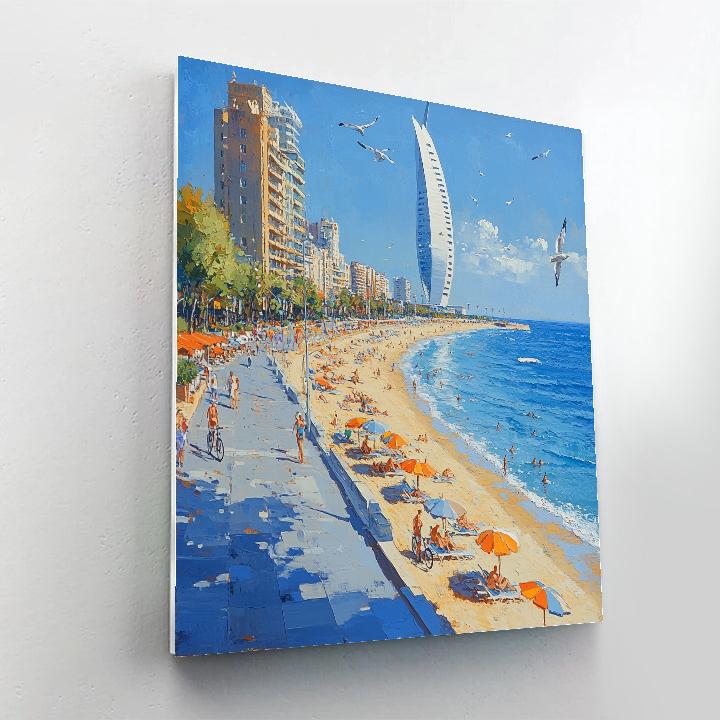City Beach Of Barceloneta Barcelona Spain Paint by numbers kits