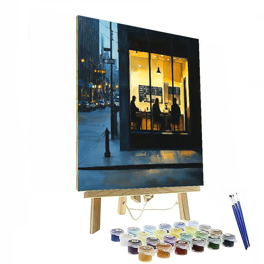 Edward Hopper Inspired Lonely Cafe paint by number