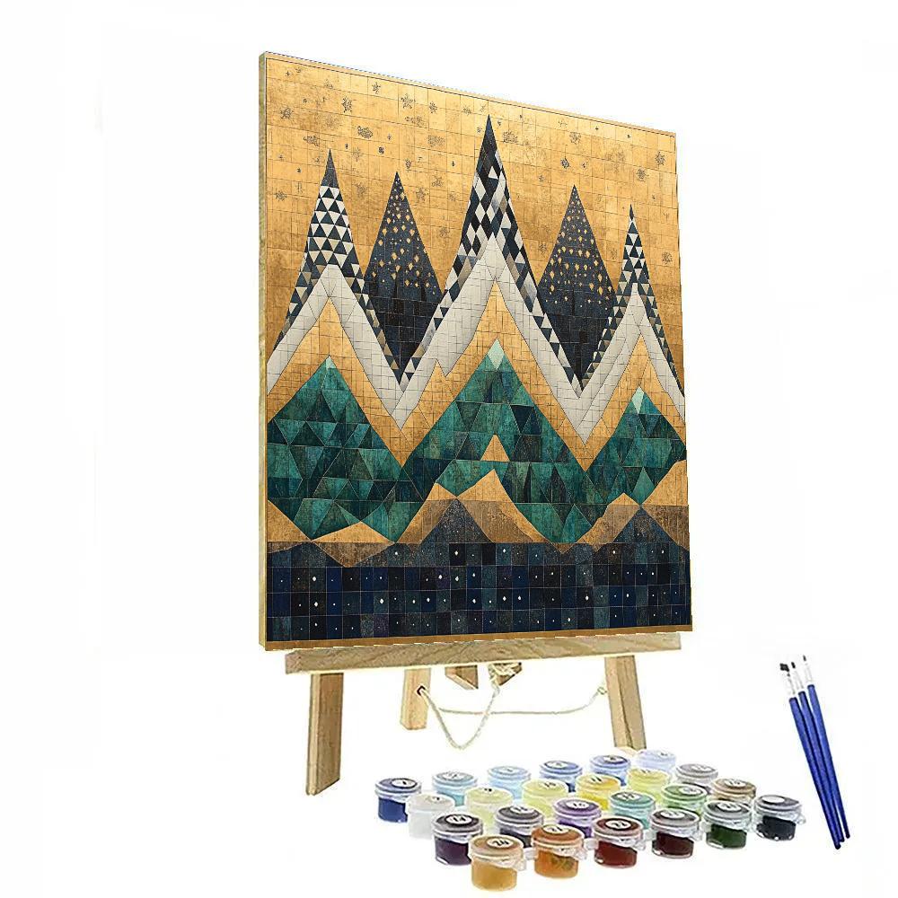 Gustav Klimt Inspired Emerald Mountain Quilt Numbered painting kits