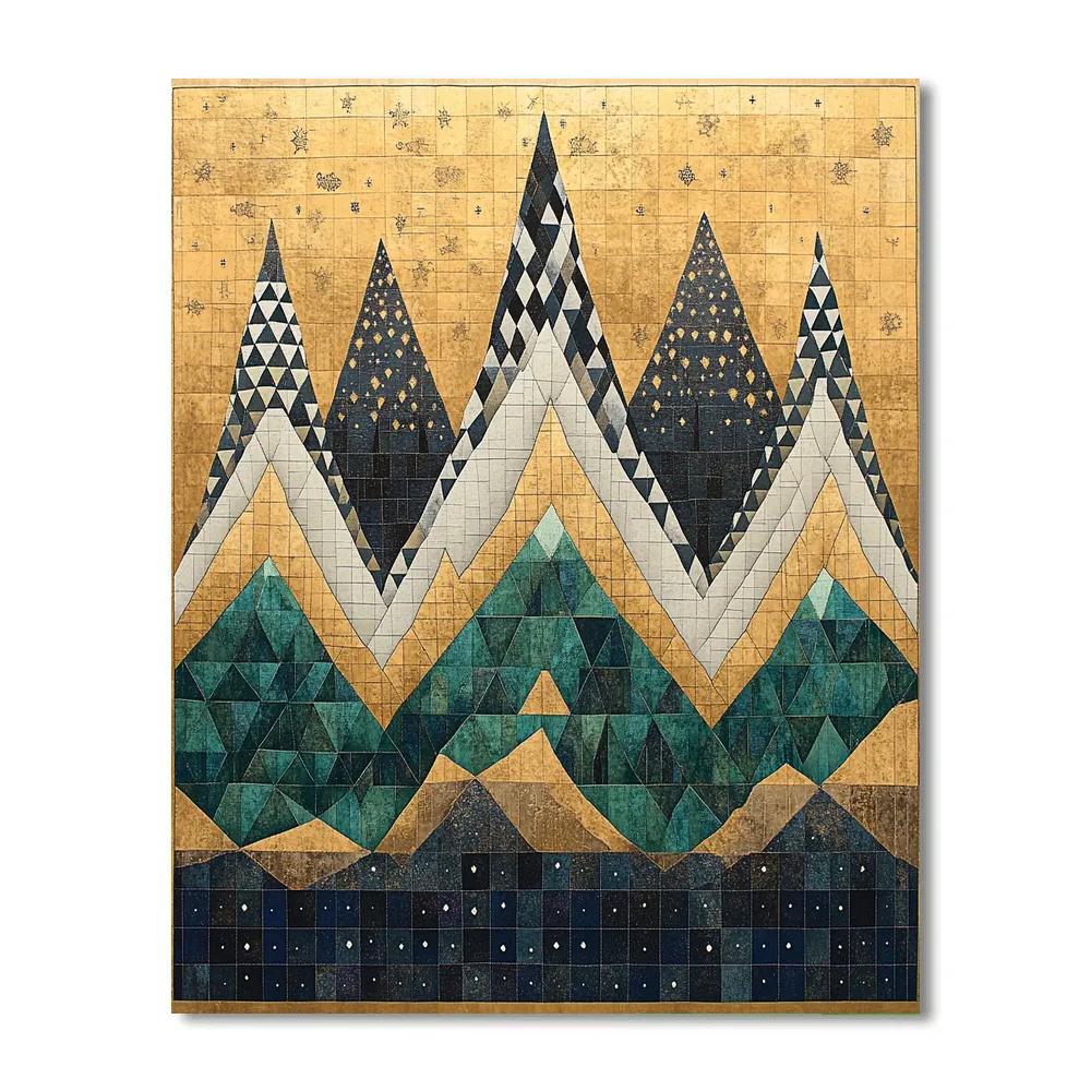 Gustav Klimt Inspired Emerald Mountain Quilt Numbered painting kits