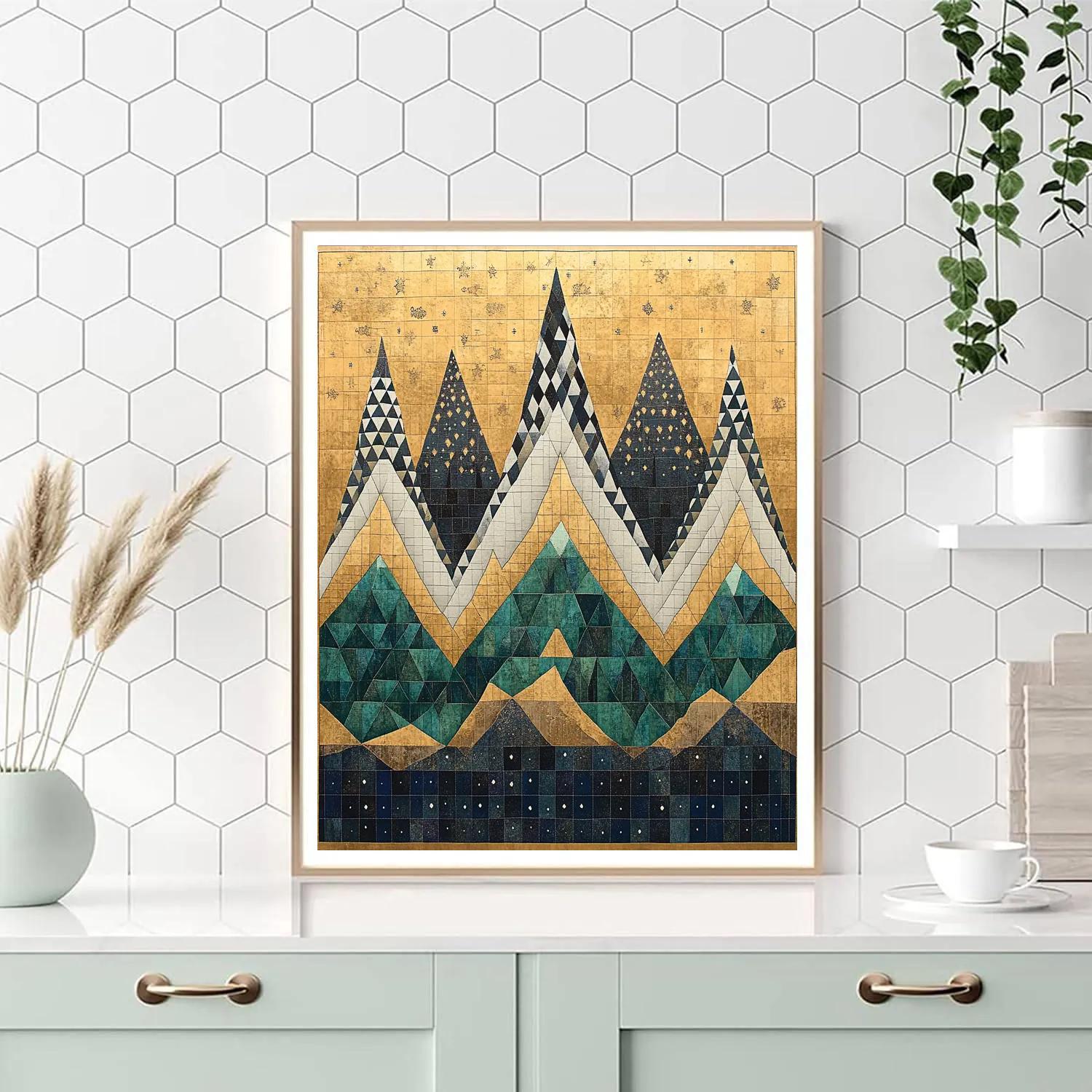 Gustav Klimt Inspired Emerald Mountain Quilt Numbered painting kits