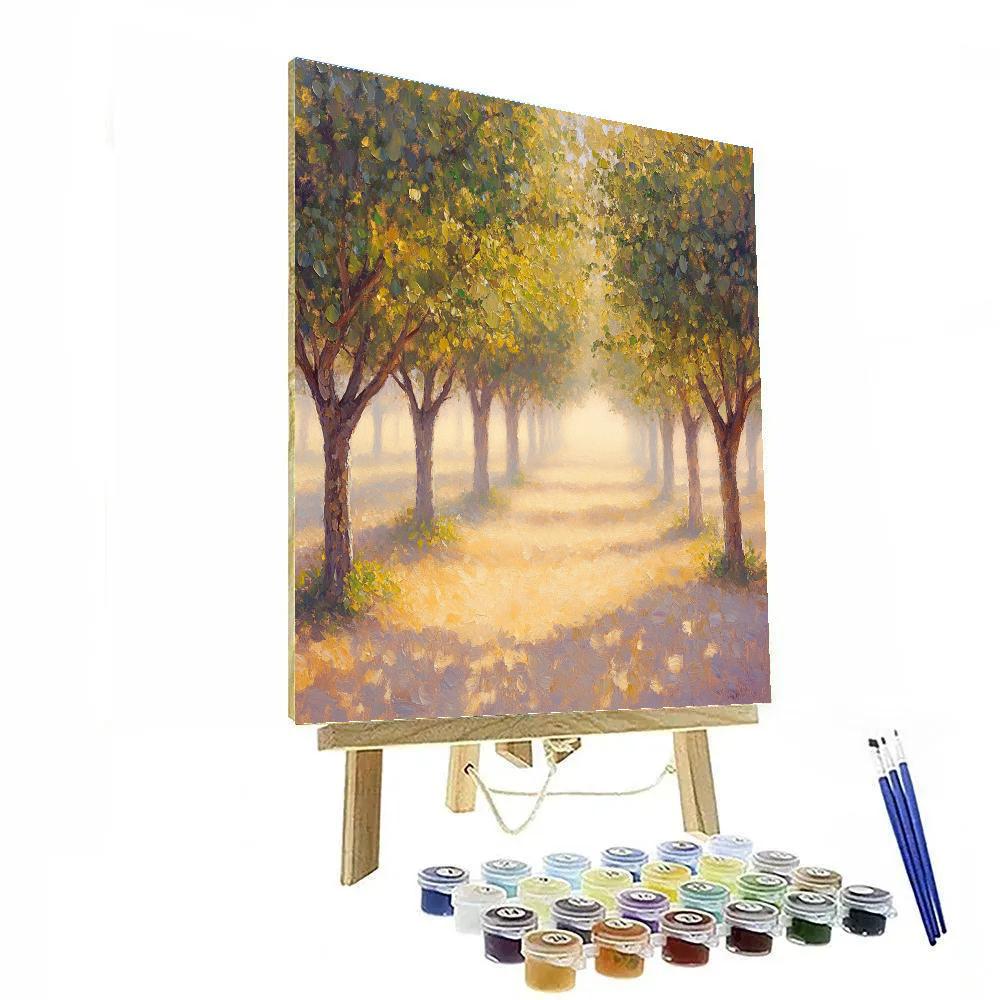 Claude Monet Inspired Orchard Fog Pale Gold Number painting