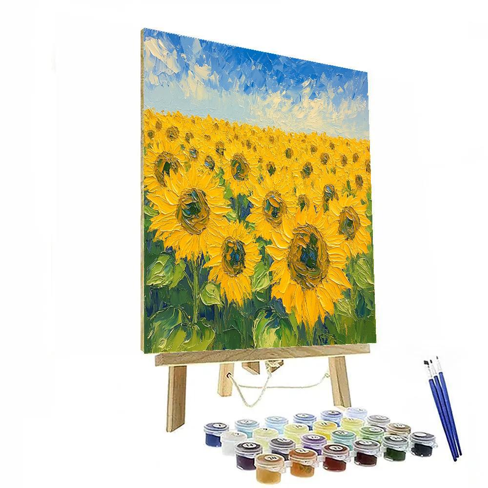 Claude Monet Inspired Sunflower Field Late Afternoon painting number kit