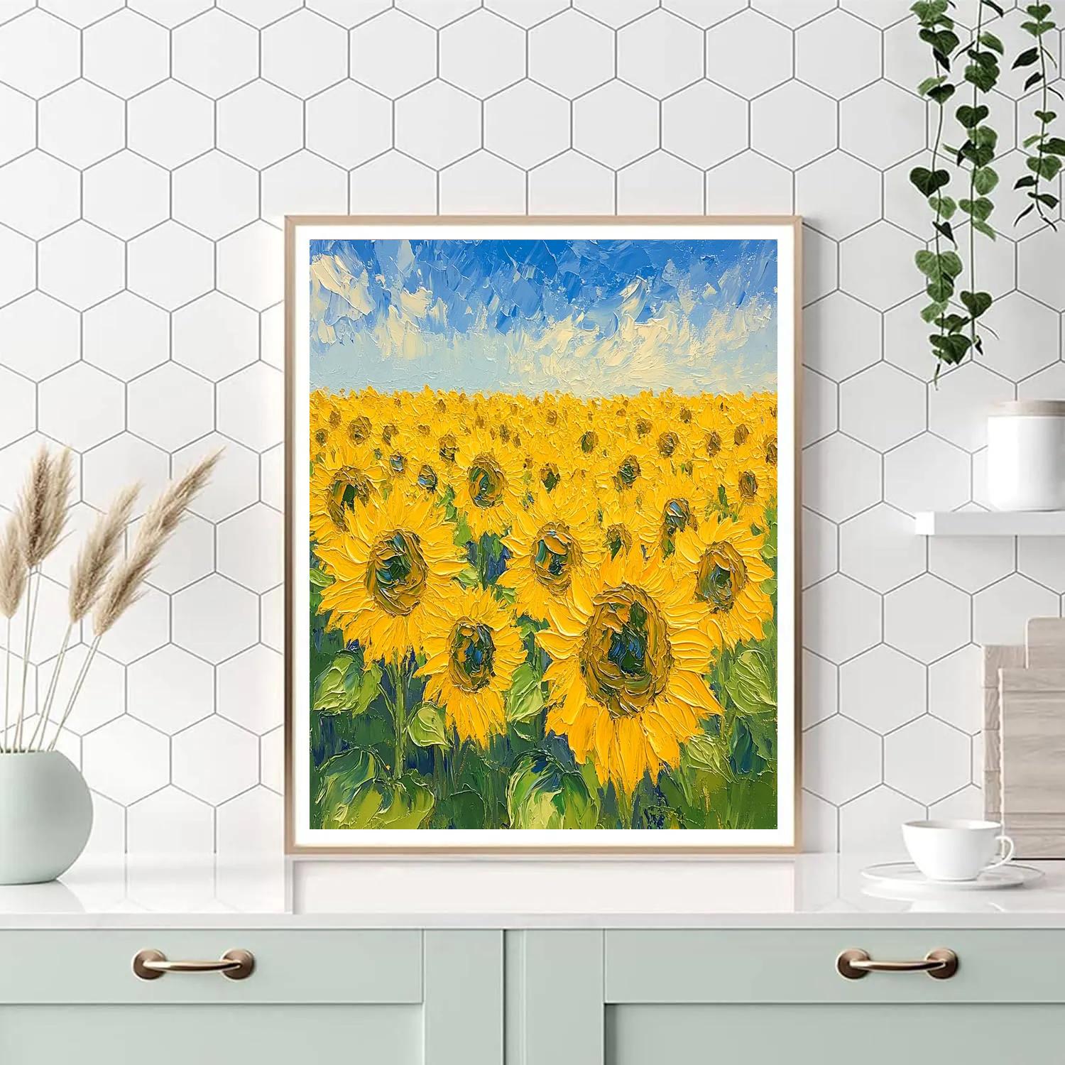 Claude Monet Inspired Sunflower Field Late Afternoon painting number kit