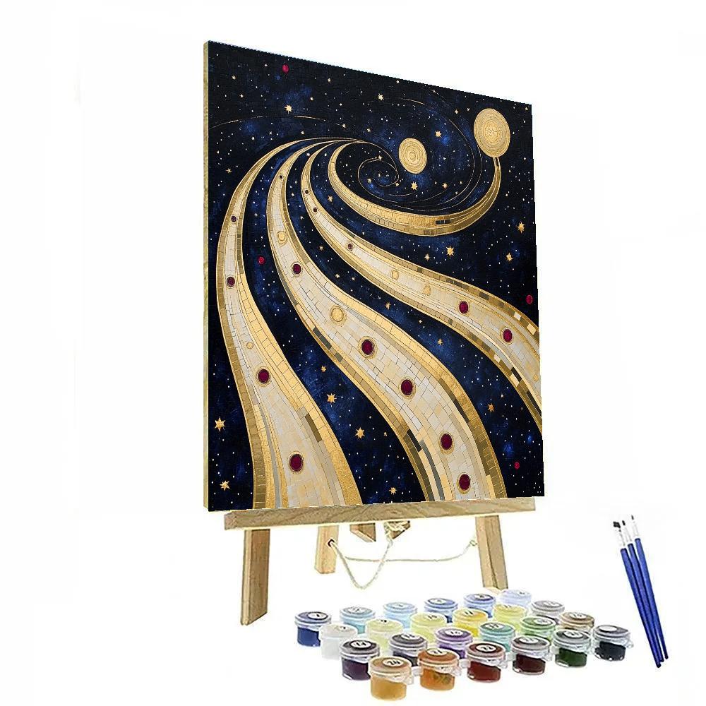 Gustav Klimt Inspired Golden Rain Of Comets Paint by numbers art