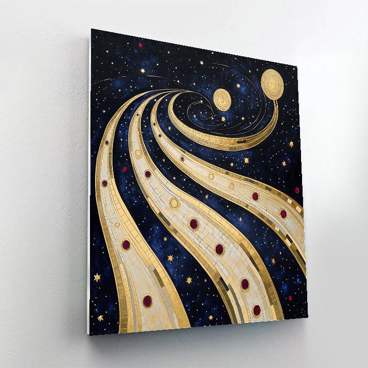 Gustav Klimt Inspired Golden Rain Of Comets Paint by numbers art