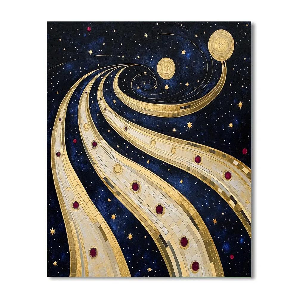 Gustav Klimt Inspired Golden Rain Of Comets Paint by numbers art
