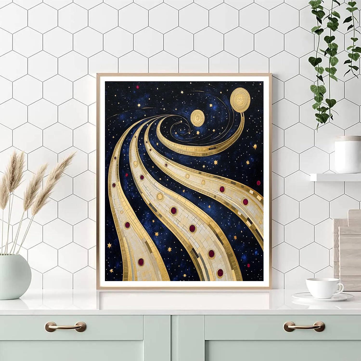 Gustav Klimt Inspired Golden Rain Of Comets Paint by numbers art