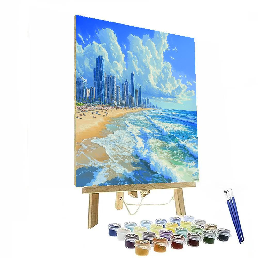 Beachfront Skyline Of Gold Coast City Gold Coast Australia paint by color
