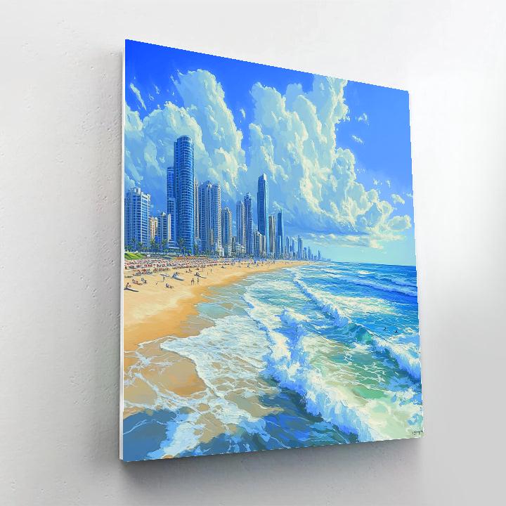 Beachfront Skyline Of Gold Coast City Gold Coast Australia paint by color
