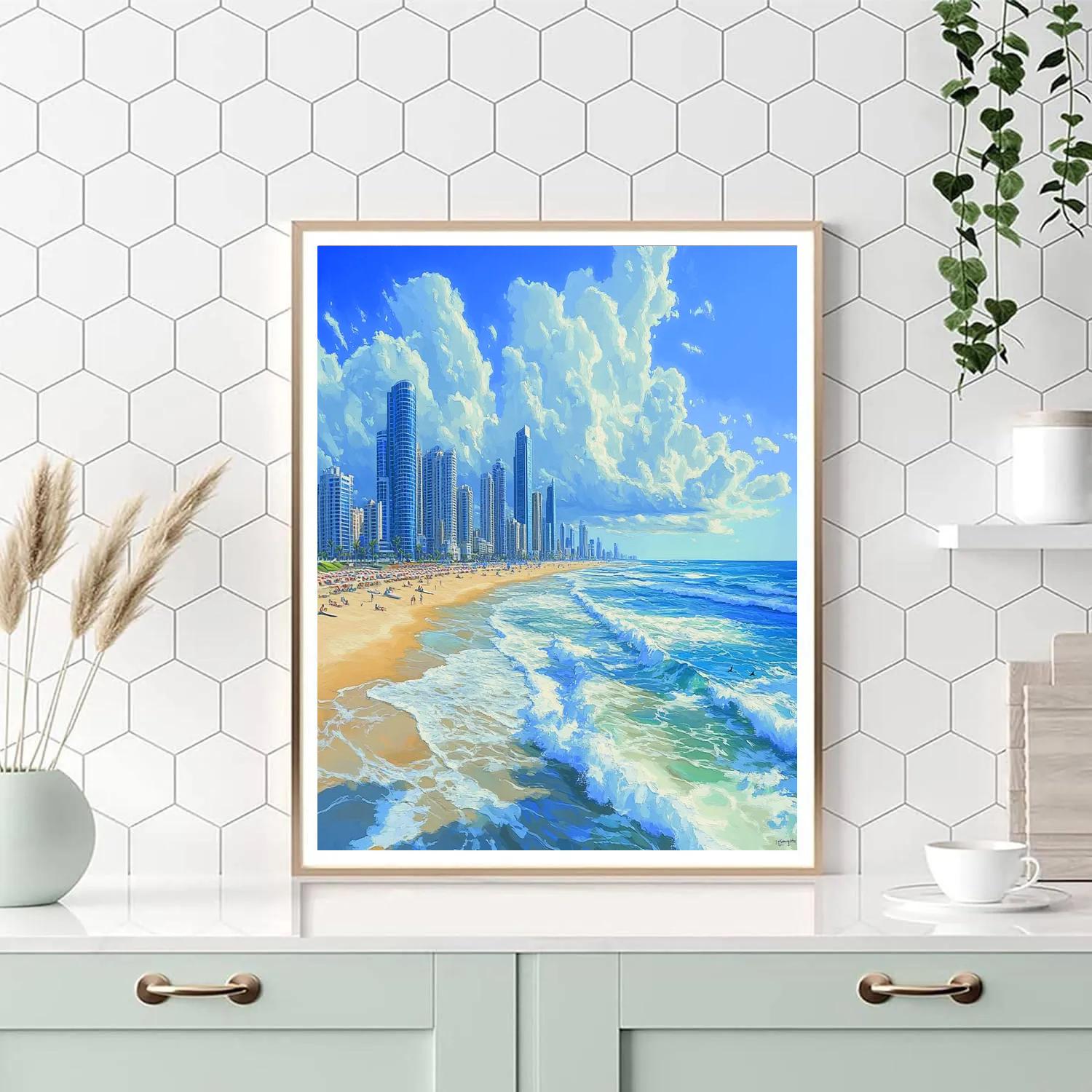 Beachfront Skyline Of Gold Coast City Gold Coast Australia paint by color