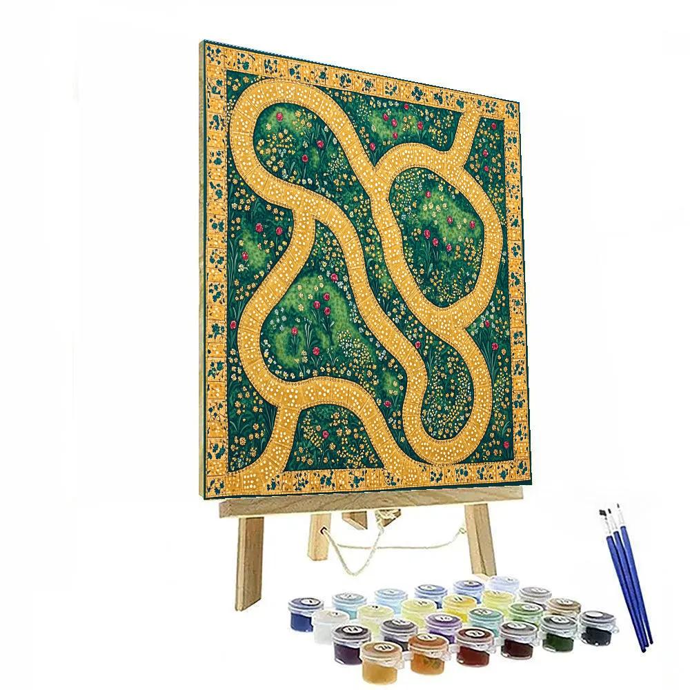Gustav Klimt Inspired Gilded Meadow Labyrinth Numbered painting kits