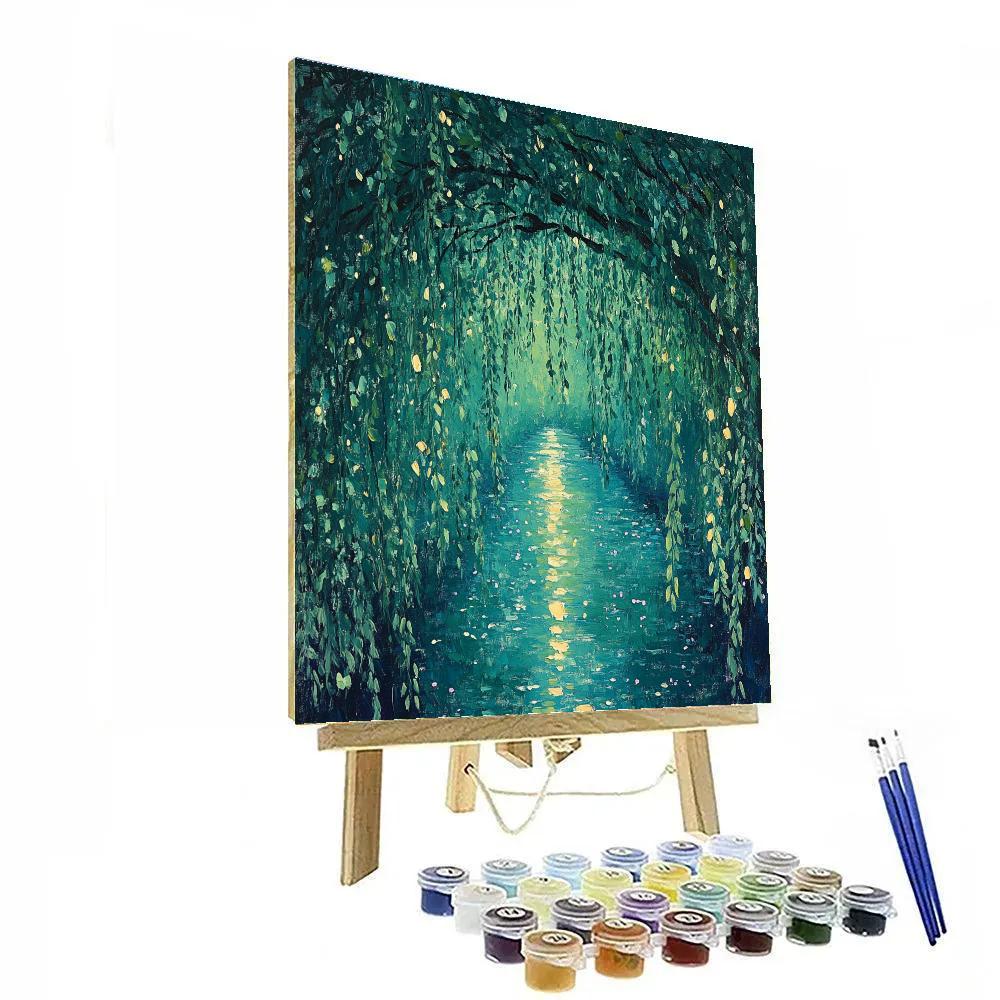 Claude Monet Inspired Willow Overhang River Glimmer painting number kit