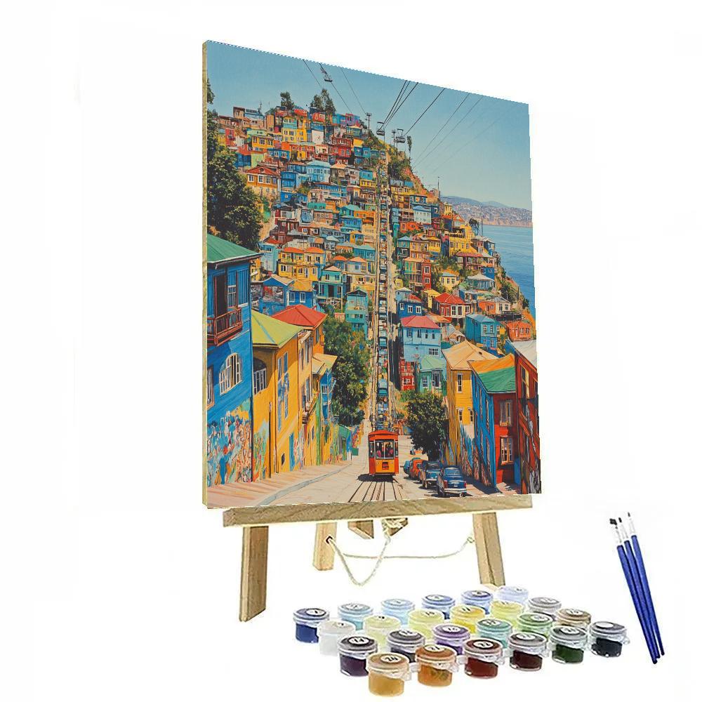 Cliffside Houses Of Valparaiso Chile paint by number