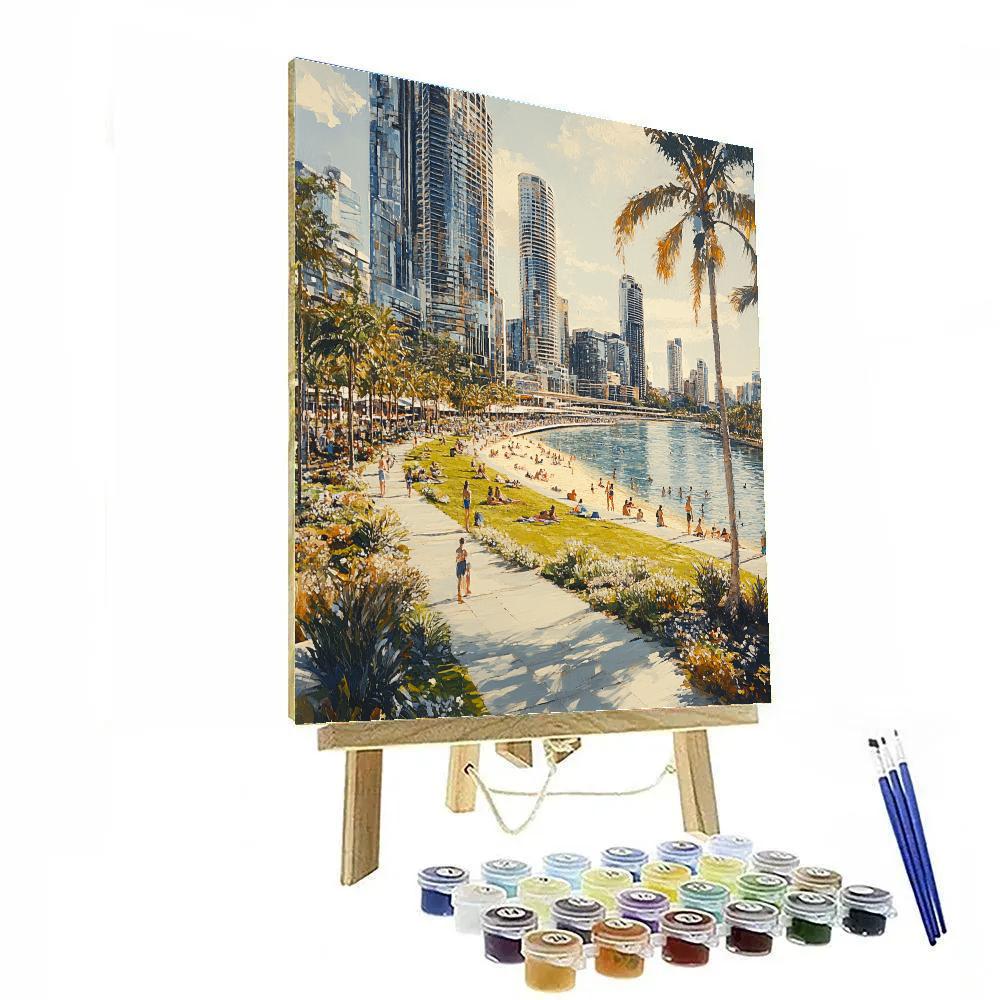 Riverside Skyline Of Brisbane South Bank Brisbane Australia Paint by numbers art
