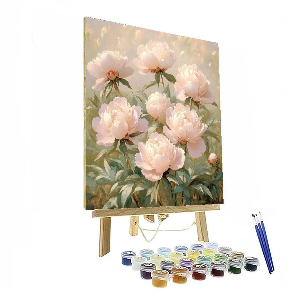 Claude Monet Inspired Peony Garden Soft Overcast paint by color