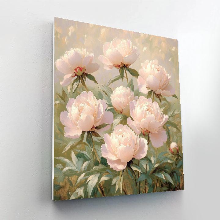 Claude Monet Inspired Peony Garden Soft Overcast paint by color