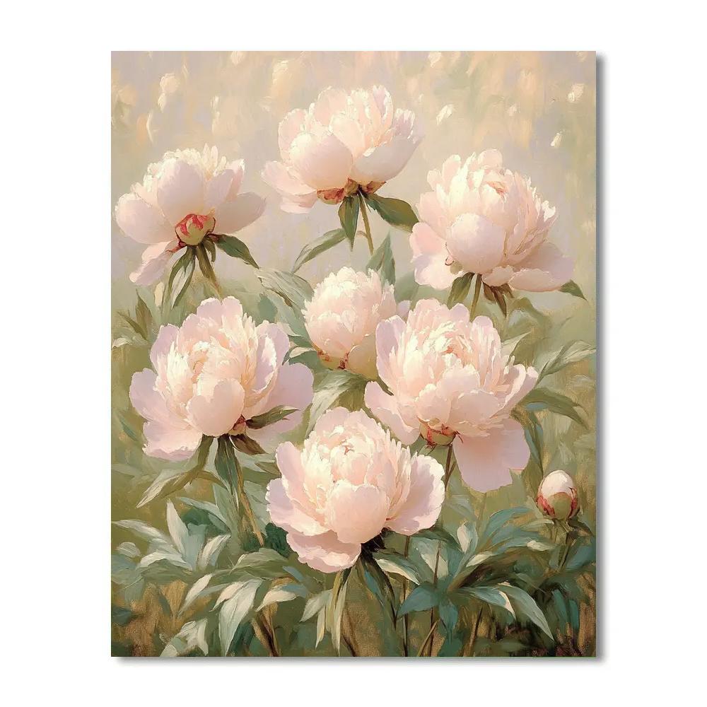 Claude Monet Inspired Peony Garden Soft Overcast paint by color