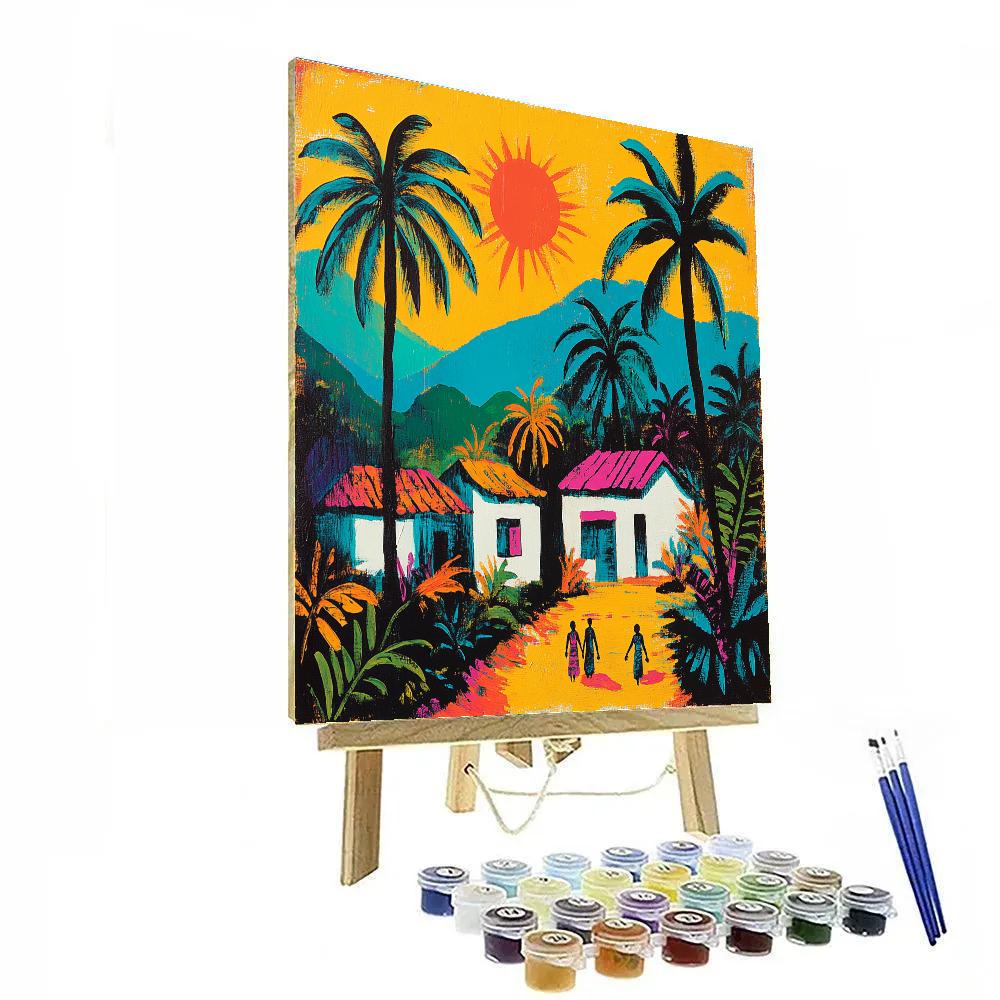 Paul Gauguin Inspired Island Village Number painting
