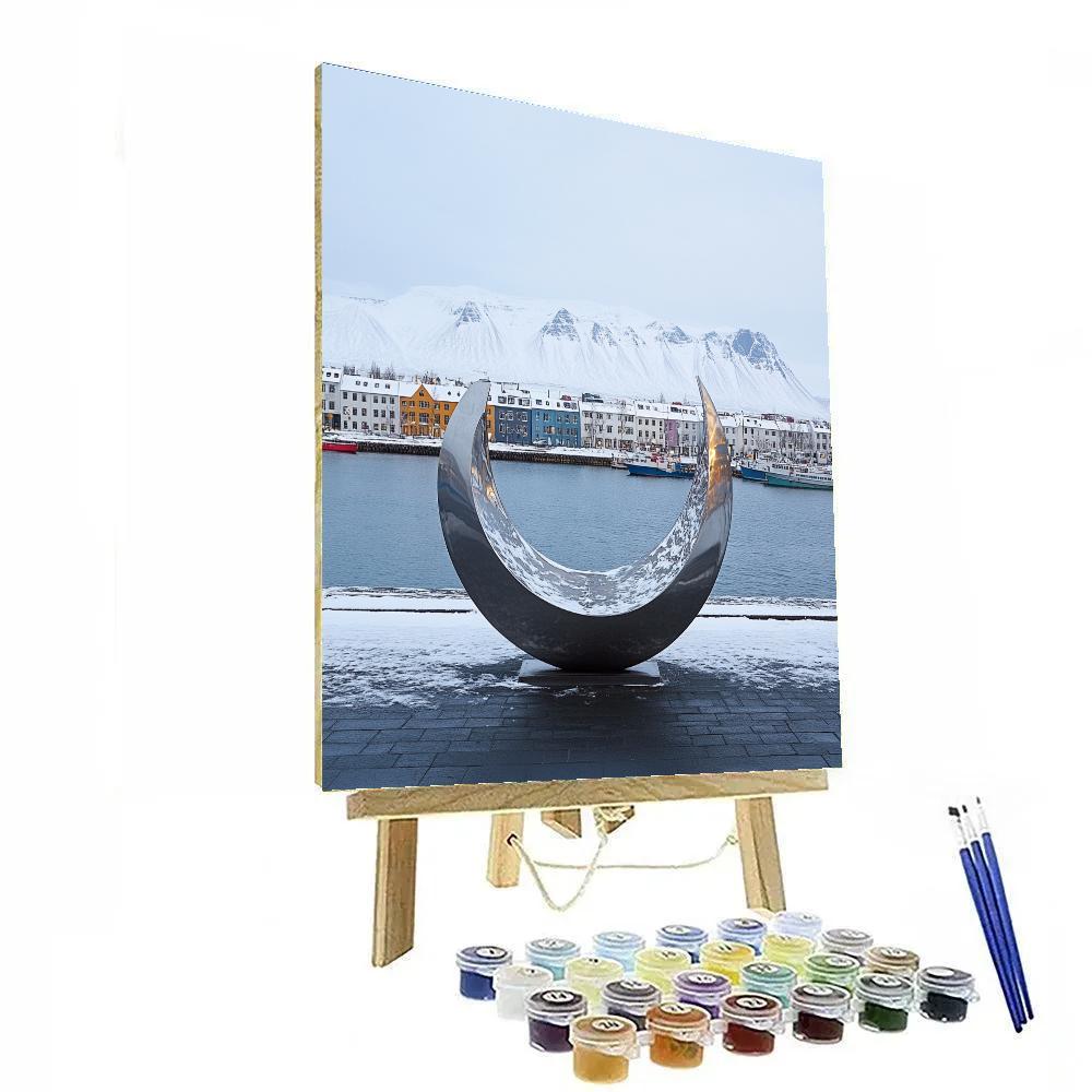 City Harbor Of Reykjavik From Sun Voyager Reykjavik Iceland paint by number