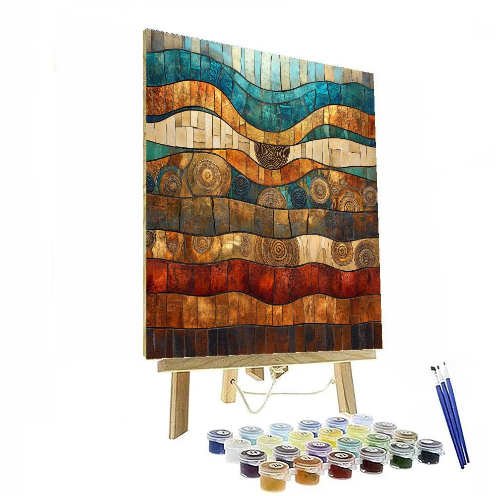 Gustav Klimt Inspired Bronze Canyon Strata Tapestry Painting by numbers kit