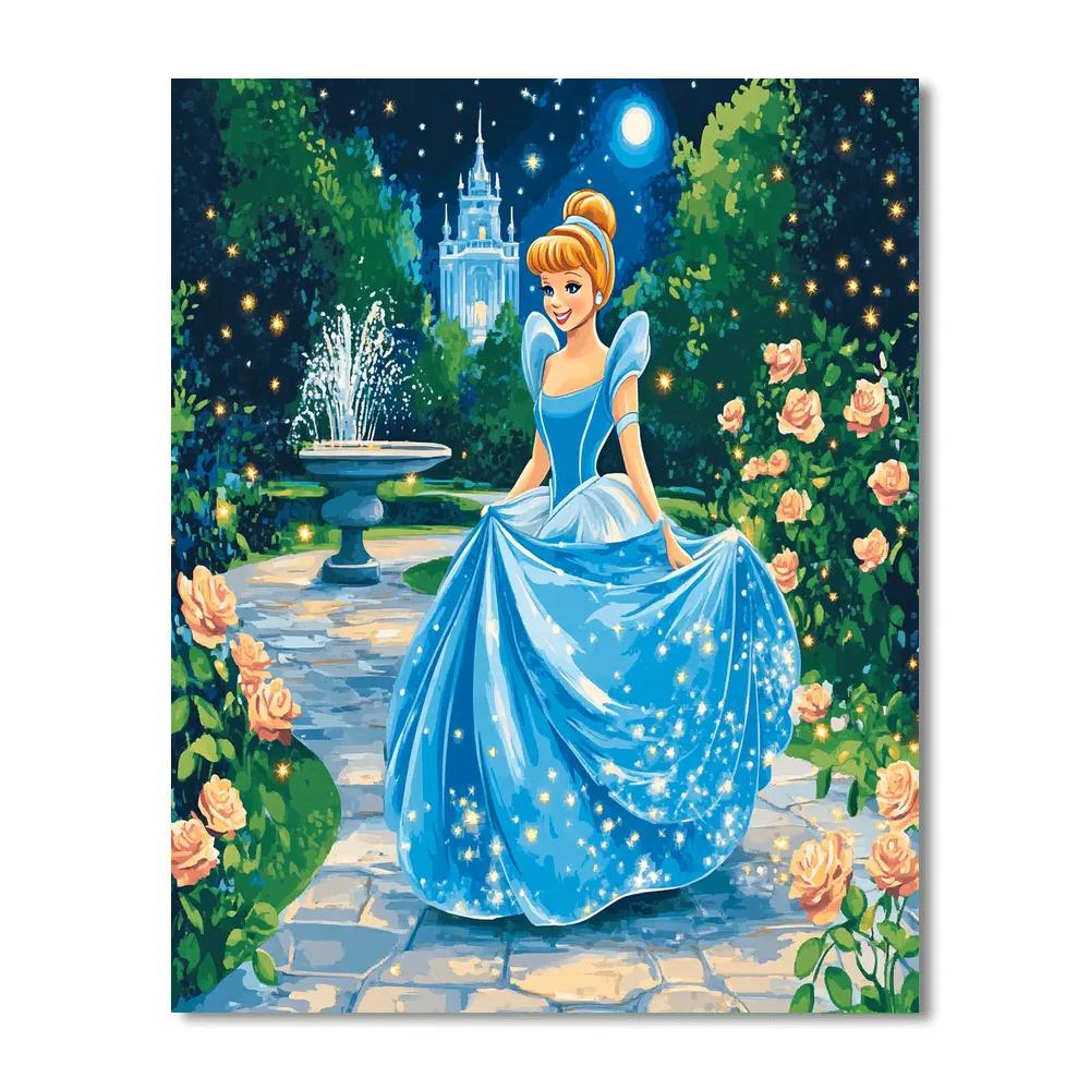 Cinderella Royal Garden Evening Stroll Disney Inspired Number painting