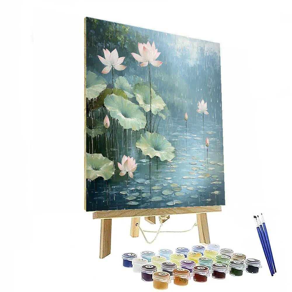 Claude Monet Inspired Lotus Pond Pale Rain Veil paint by numbers