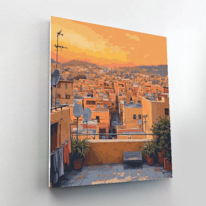 Rooftop View Over Marrakech From Medina Terrace Marrakech Morocco Numbered painting kits